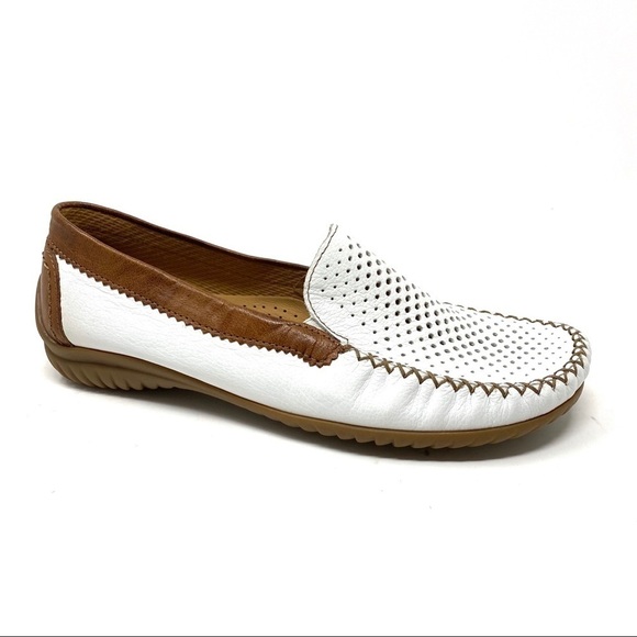 Gabor 86.094.50 white perforated leather moccasin loafers - Picture 1 of 9